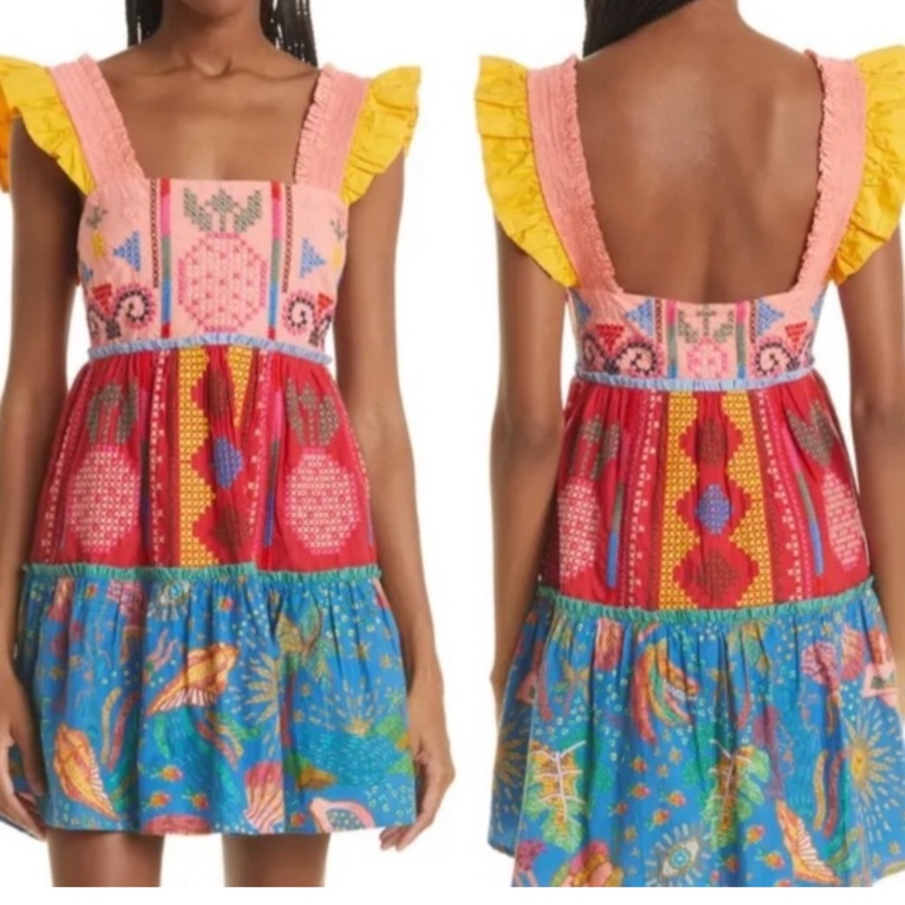 FARM Rio Embroidered Colorblock Dress size small - Picture 2 of 3